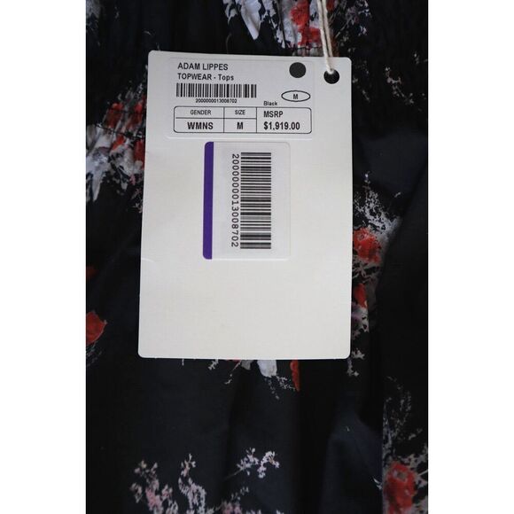 Adan Lippes Women's Sz M Black Floral Print Off-the-Shoulder Poplin Top $1,919 - Picture 5 of 7